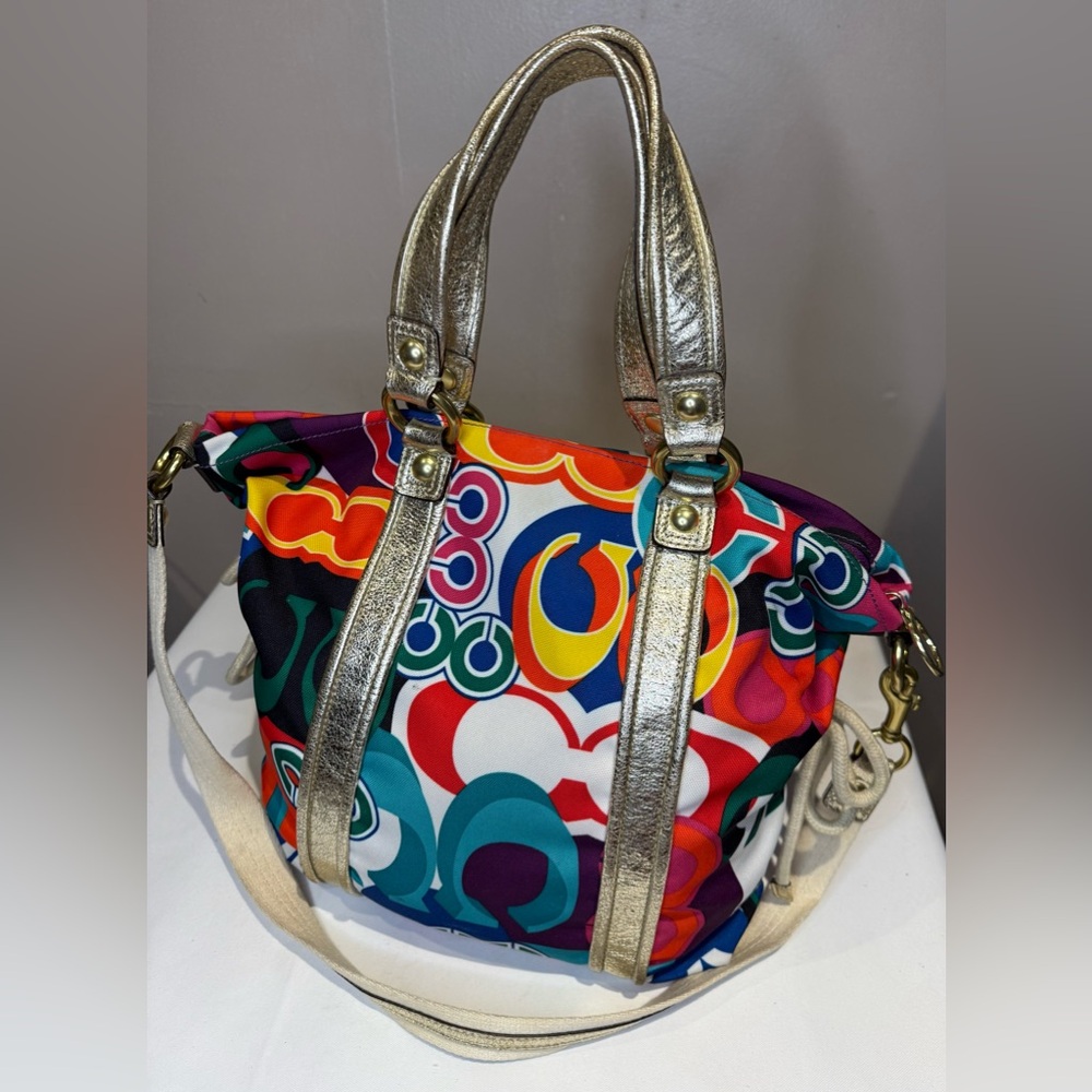 Coach Poppy C Spotlight 2 Way Tote with Gold MetalicTrim 2009 13830 - Picture 4 of 7